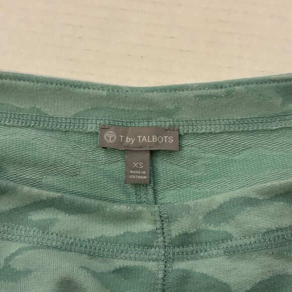 T By Talbots XS Camo French Terry Pullover Top Aqua 3/4 Sleeve Athleisure Cotton - Picture 6 of 9